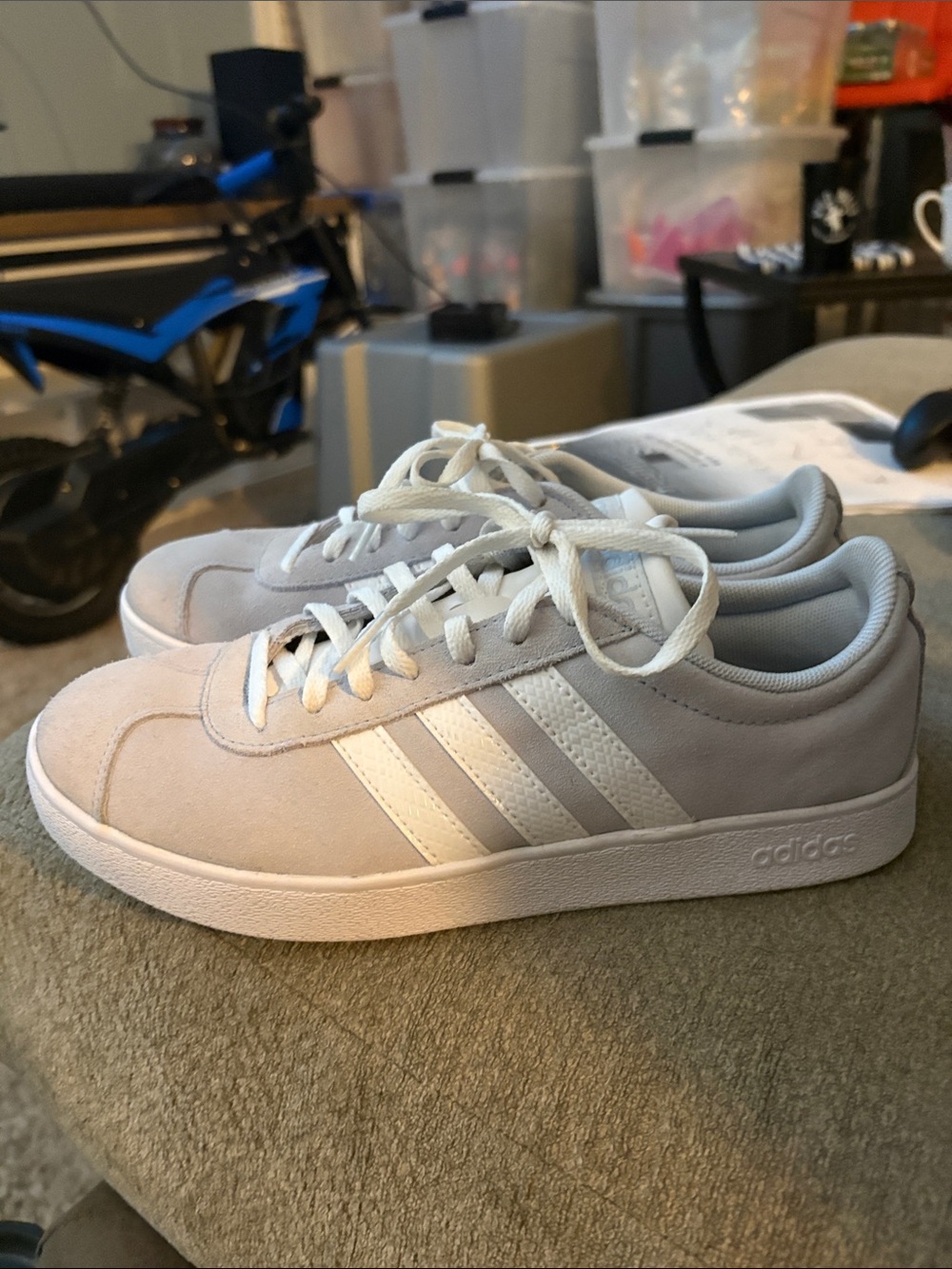 Adidas White Sneakers with Suede Finish